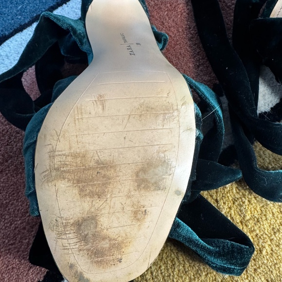 ZARA Velvet Tie-Up Heels  - Size 38 - Picture 4 of 5